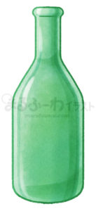 水彩風無料フリー素材のサンプル　緑のガラス瓶のイラスト