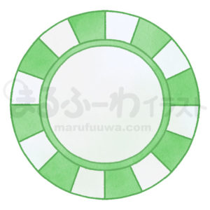 水彩風無料フリー素材のサンプル　緑のカジノチップのイラスト