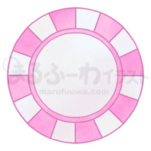 水彩風無料フリー素材のサンプル　ピンクのカジノチップのイラスト