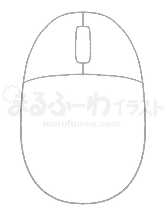 白黒線画の無料フリー素材のサンプル　マウスのイラスト