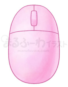 水彩風無料フリー素材のサンプル　ピンクのマウスのイラスト