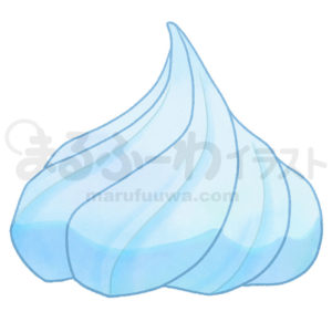 水彩風無料フリー素材のサンプル　横から見た青いホイップクリームのイラスト