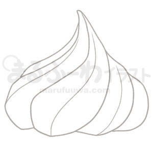 白黒線画の無料フリー素材のサンプル　横から見たホイップクリームのイラスト