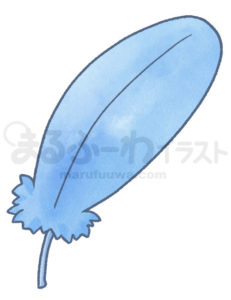 水彩風無料フリー素材のサンプル　青い羽根のイラスト