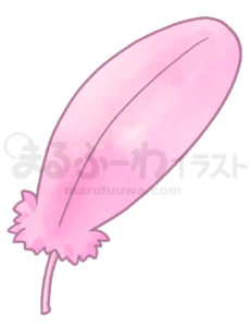 水彩風無料フリー素材のサンプル　ピンクの羽根のイラスト
