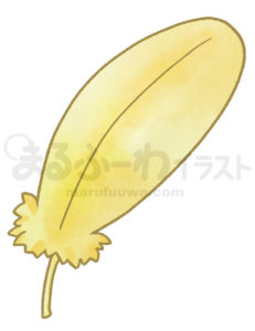 水彩風無料フリー素材のサンプル　黄色い羽根のイラスト