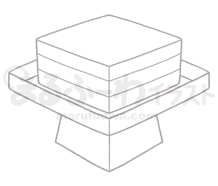 白黒線画の無料フリー素材のサンプル　菱餅のイラスト