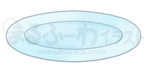 水彩風無料フリー素材のサンプル　青い平たいお皿のイラスト