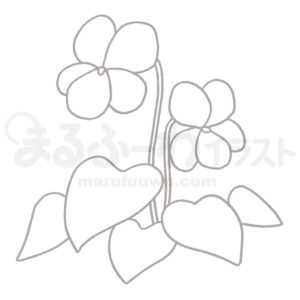 白黒線画の無料フリー素材のサンプル　スミレの花のイラスト