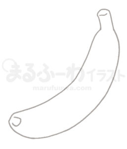 白黒線画の無料フリー素材のサンプル　一本のバナナのイラスト