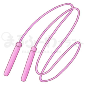 水彩風無料フリー素材のサンプル　ピンクのなわとびのイラスト