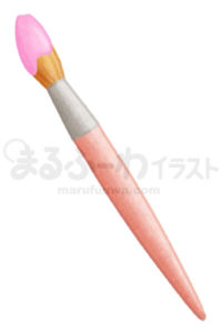 水彩風無料フリー素材のサンプル　ピンクの絵の具がついた絵筆のイラスト
