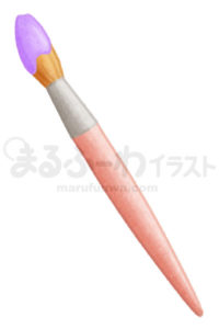 水彩風無料フリー素材のサンプル　紫の絵の具がついた絵筆のイラスト