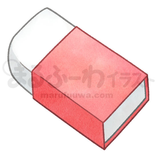 水彩風無料フリー素材のサンプル　赤いスリーブの消しゴムのイラスト