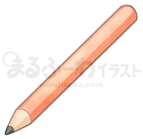 水彩風無料フリー素材のサンプル　オレンジの軸の鉛筆のイラスト